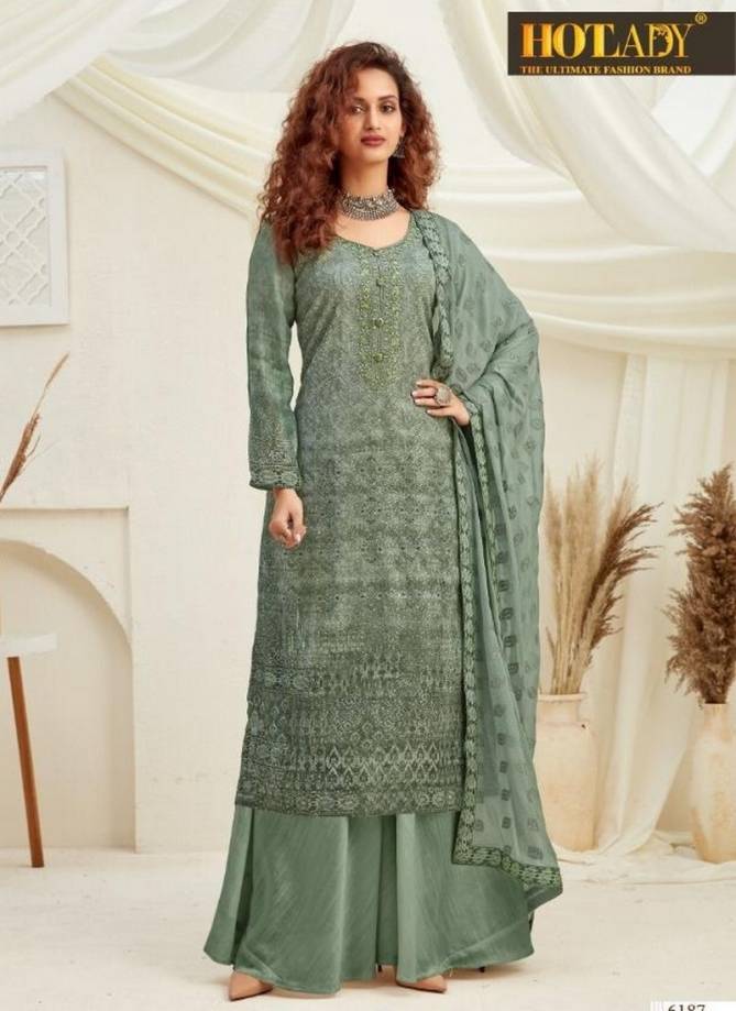 Hotlady Latest Fancy Designer Festive Wear Viscos Chinon Chiffon Digital Print Sequence Embroidered Hand Work Designer Salwar Suits Collection